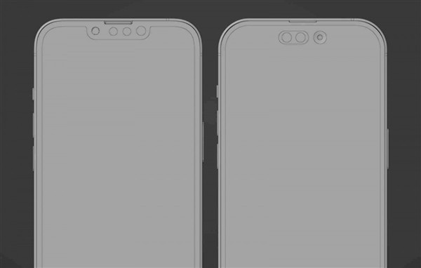 对比苹果13！iphone 14 pro最新设计图曝光：药丸打孔屏 超窄边框